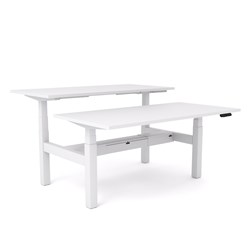 OLG Agile Motion Double Sided Desk + Cable Tray 1500Wx1500Dx 620-1270mmH White/White