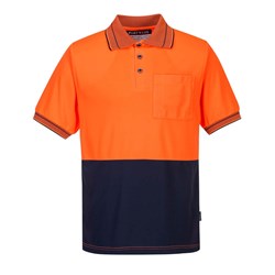 Portwest Hi-Vis Micro Mesh Polo Shirt Short Sleeve 5XL Orange And Navy