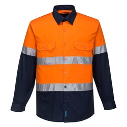 Portwest Hobart Hi-Vis Lightweight Contrast Shirt Long Sleeve 5XL Orange/Navy