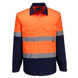 Portwest Industrial Hi-Vis Lightweight Contrast Shirt Long Sleeve 3XL Orange/Navy