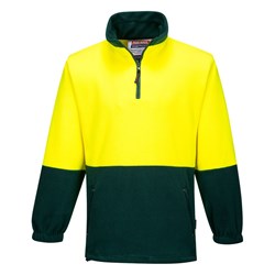 Portwest Hi-Vis Contrast 1/4 Zip Class D Polar Fleece Jumper Medium Yellow And Green
