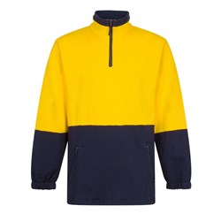 Portwest Hi-Vis Contrast 1/4 Zip Class D Brush Fleece Jumper 3XL Yellow And Navy