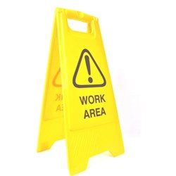 Cleanlink A-Frame Safety Sign Work Area 320W x 310D x 650mmH Yellow