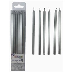Alpen Candle Slim Silver Pack of 12