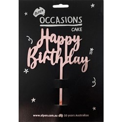 Alpen Cake Topper Acrylic Happy Birthday Rose Gold