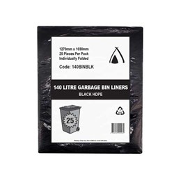 140L Garbage Bag Black Pack of 25