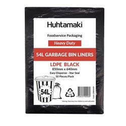 54L Garbage Bag Black Medium Duty Pack of 50