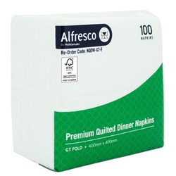 Alfresco Quilted Dinner Napkin White GT Fold Pack of 100